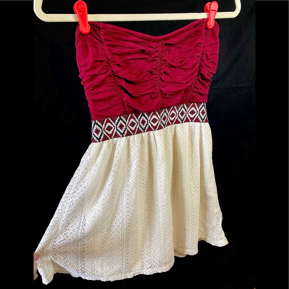 Strapless rustic mini dress